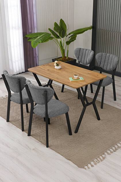 ARMAGAN 70*110 EKONOMIK MASA TAKIMI 4 SANDALYELI CEVIZ