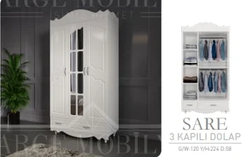 ARGE MOBİLYA SARE 3 KAPILI DOLAP