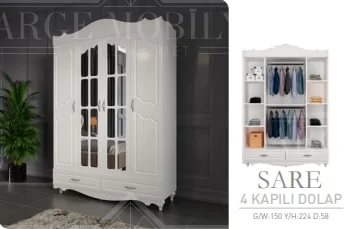 ARGE MOBİLYA SARE 4 KAPILI DOLAP