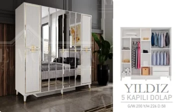 ARGE MOBİLYA YILDIZ 5 KAPILI DOLAP