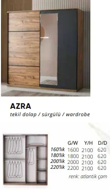 AZRA tekil dolap sürgülü