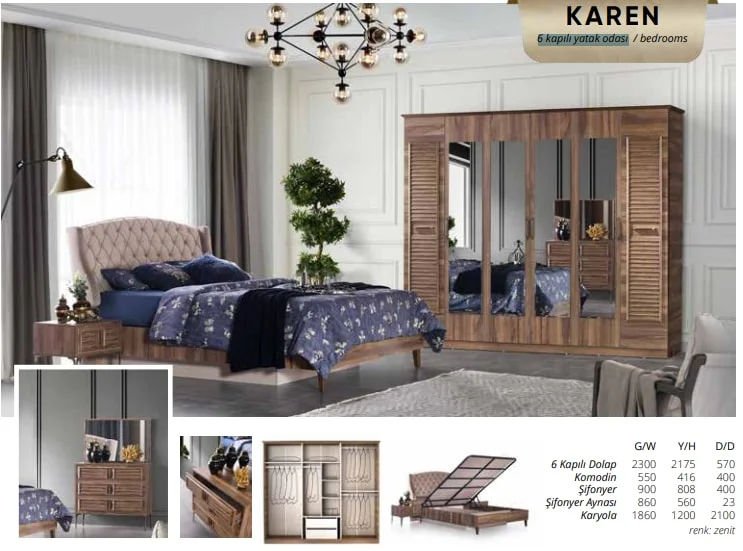 KAREN 6 kapılı yatak odası takımı