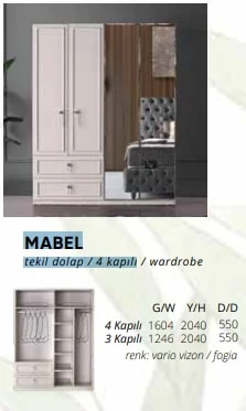 MABEL tekil dolap 4 kapılı