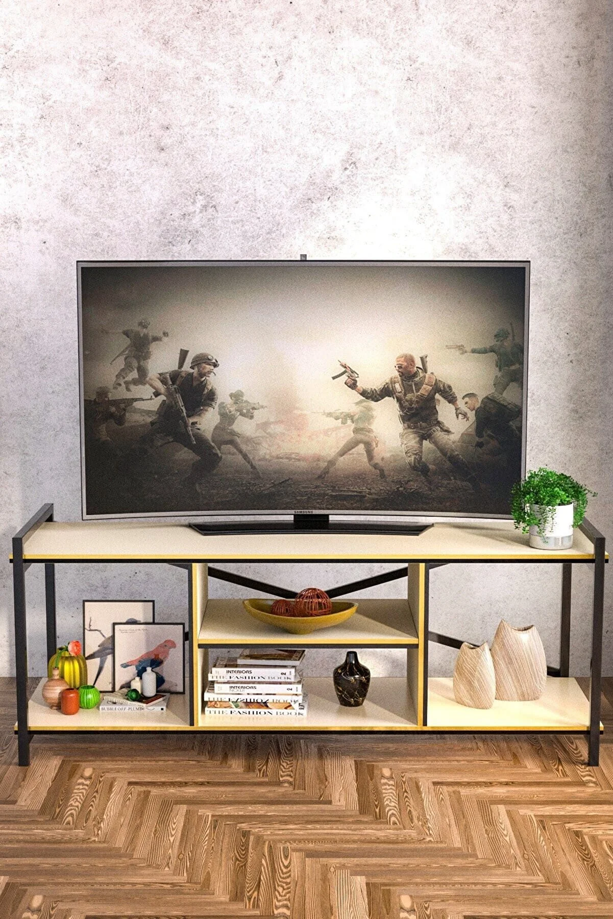 Tv Sehpası Tv Ünitesi Sehpa Çift Krem