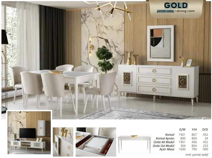 GOLD yemek odası takımı