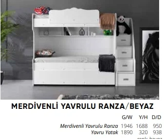 MERDİVENLİ YAVRULU RANZA/BEYAZ