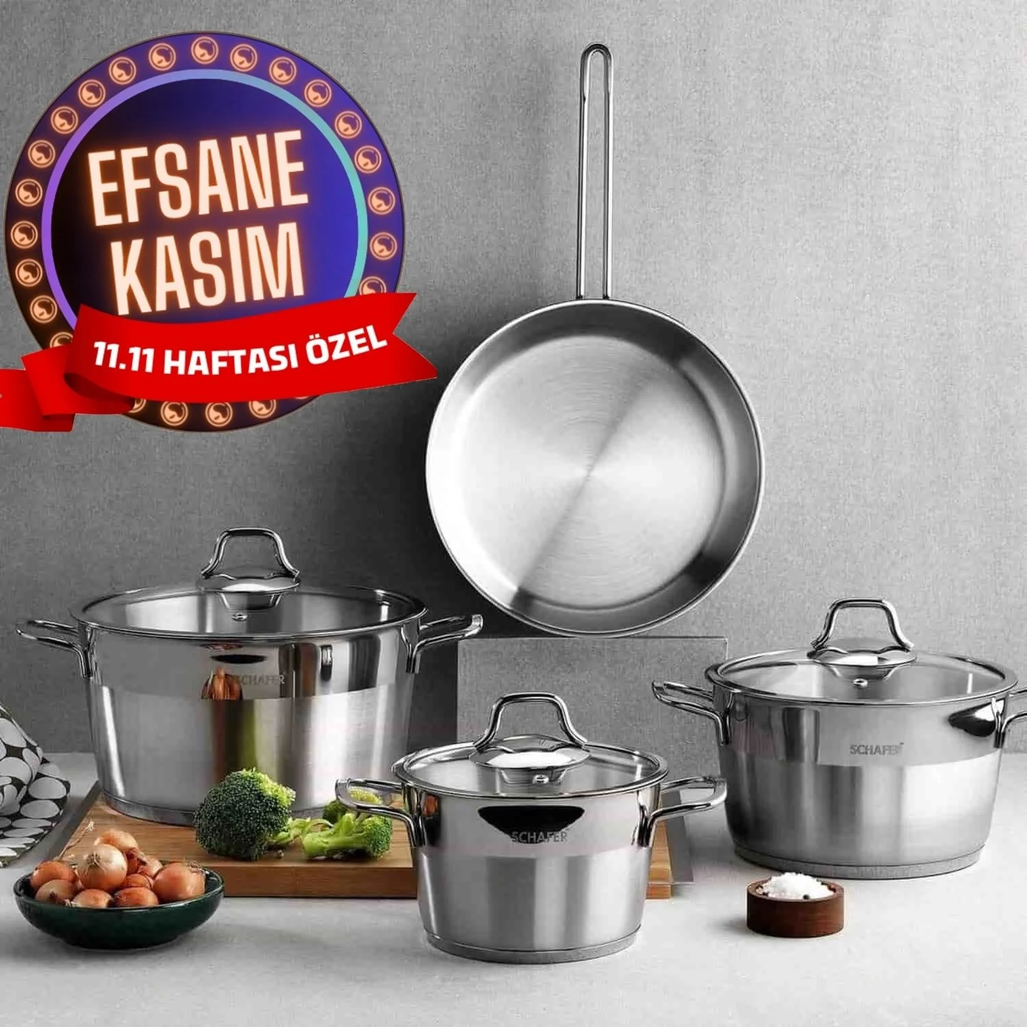 SCHAFER VALS ÇELİK TENCERE SETİ 7PRÇ INOX