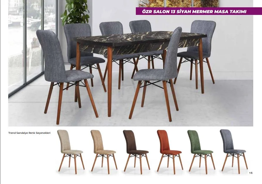 Özer özrsalon13 siyah mermer masa takımı